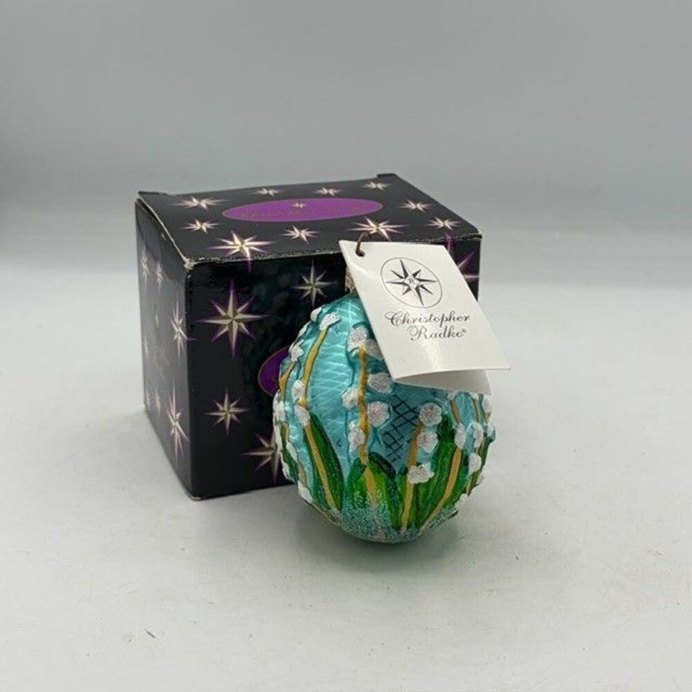CHRISTOPHER RADKO SPRING VALLEY Blue White Easter Egg Lily Lillies Retired 2002